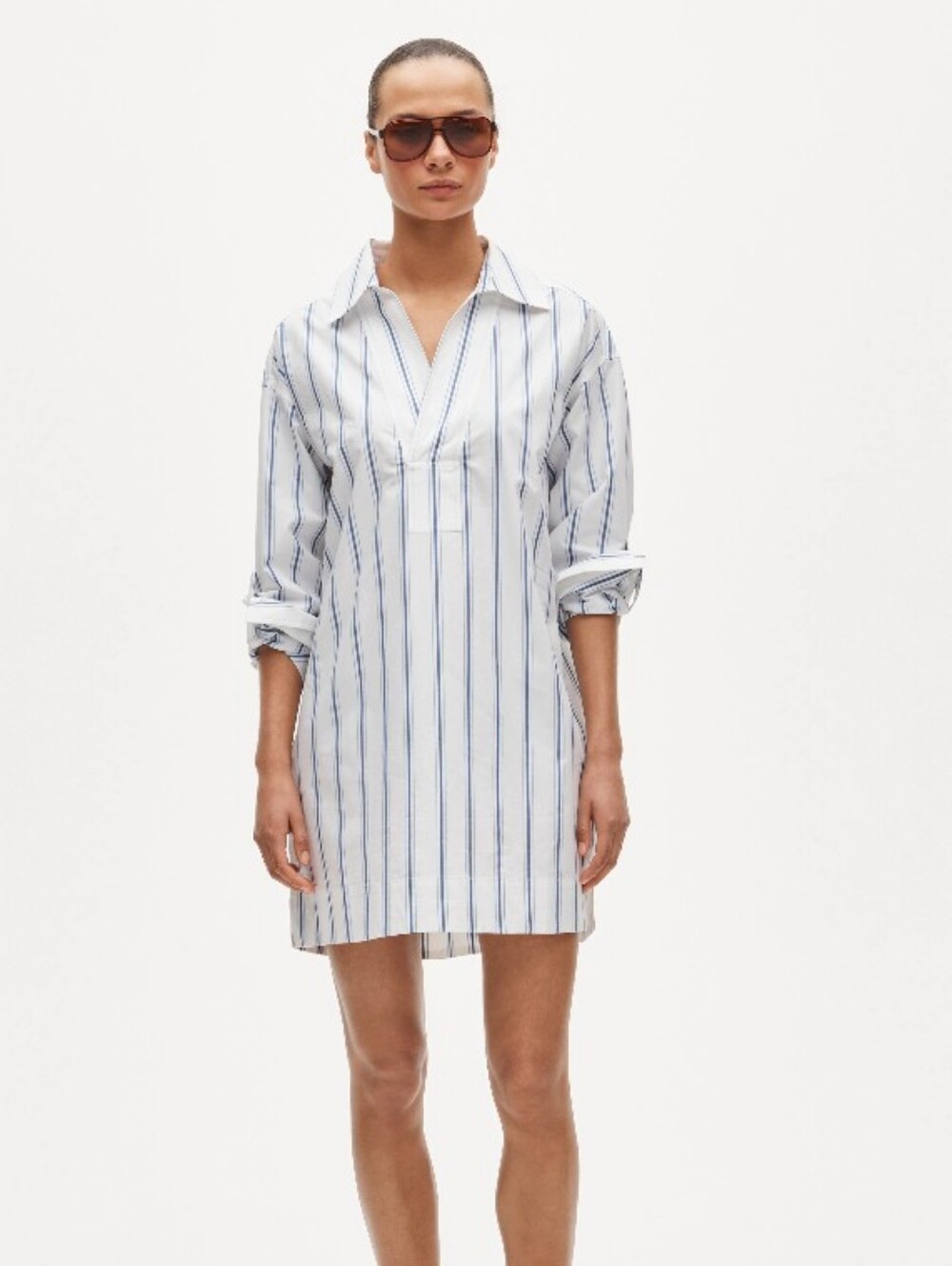J Crew Petite V-neck popover dress in striped cotton poplin CV313 Size XS